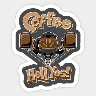 Coffee? Hell Yes! Flying Coffee Pot Sticker